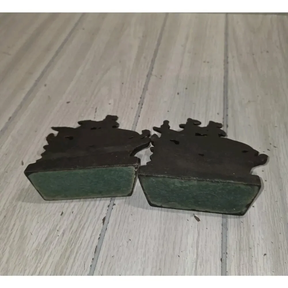 Vtg Spanish Galleon Bookends w Sailing Ships Copper Coated Cast Iron Nautical